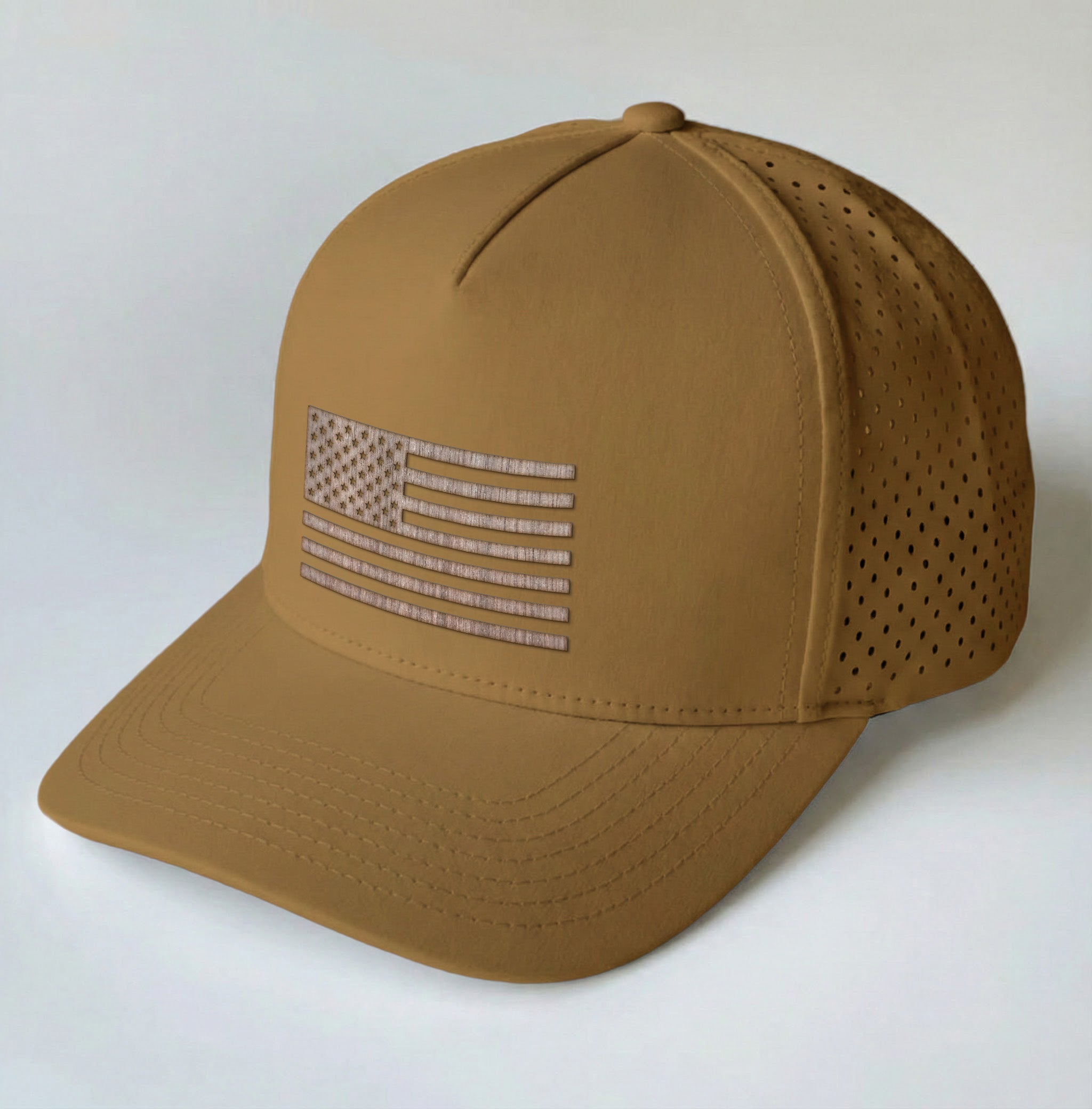 AMERICAN FLAG Real Wood Patch Hat
