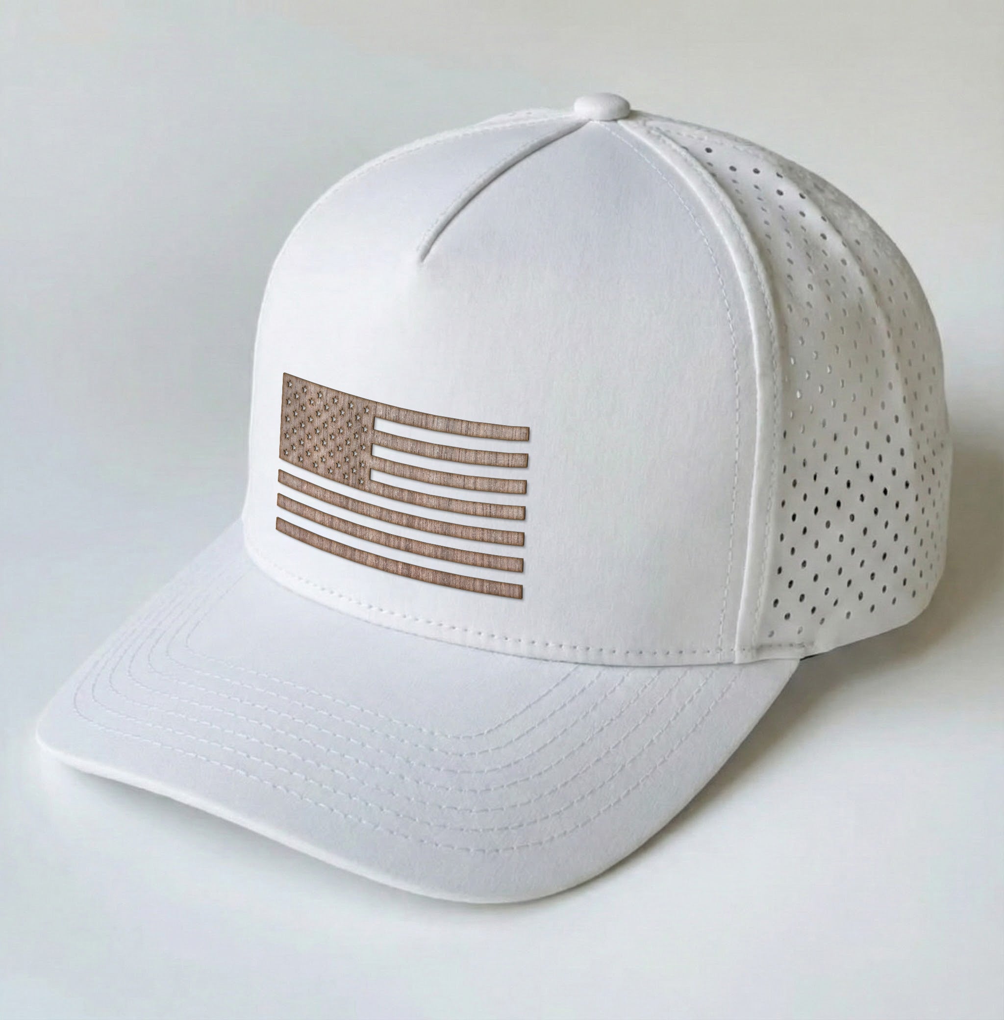 AMERICAN FLAG Real Wood Patch Hat